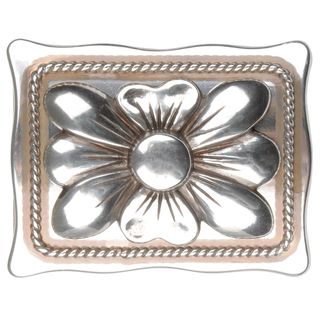 Bt Rectangle Flower Belt Buckle (MetalClosure Loop and hook buckleHardware Polished silvertone buckle Available sizes Fits belts up to 1.5Approximate width 2.5 inches Approximate length 2.5 inches Measurement taken from a size one sizeAll measuremen
