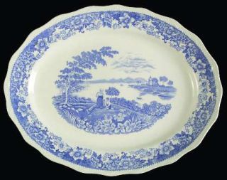 Swinnertons Silverdale 13 Oval Serving Platter, Fine China Dinnerware   Blue Fl