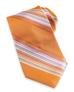 Striped Silk Tie, Orange