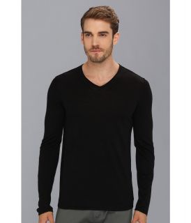 John Varvatos Star U.S.A. Merino Long Sleeve V Neck Sweater Mens Sweater (Black)