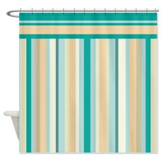  Teal and Neutral Stripes Shower Curtain  Use code FREECART at Checkout