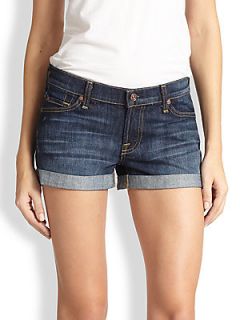 7 For All Mankind Roll Up Denim Shorts   Nouveau Blue