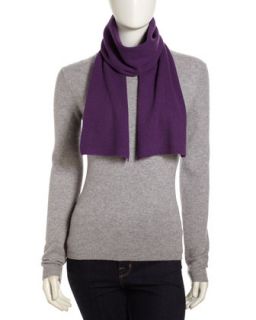 Cashmere 2 Ply Ribbed Scarf, Purple