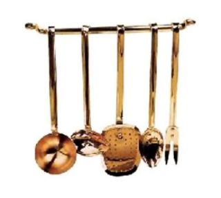 World Cuisine 6 Piece Kitchen Tool Set w/Holder, Copper & Brass