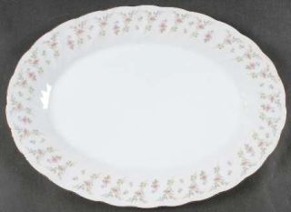 Ranmaru Printemps 12 Oval Serving Platter, Fine China Dinnerware   Pink Floral,