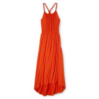 Merona Womens Knit Braided Strap Maxi Dress   Orange Zing   XS