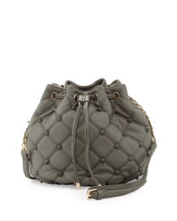 Empress Quilted Spiked Bucket Bag, Dove