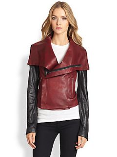 SW3 Queensway Colorblock Faux Leather Jacket   Red/Black