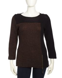 Pullover Colorblock Waffle Knit Sweater, Womens