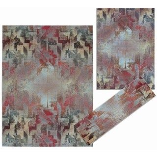 Nourison Abstract Living Collection Multicolor 3 piece Rug Set