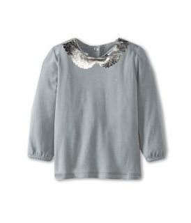 United Colors of Benetton Kids Girls Tee With Shine Print Collar Girls T Shirt (Gray)