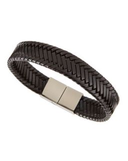 Woven Leather Bracelet, Black