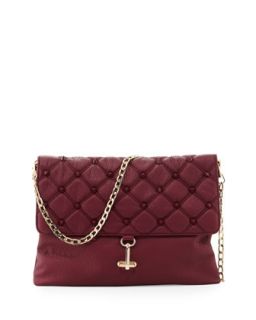 Empress Quilted Spiked Clutch Bag, Berry