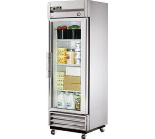 True 27 Reach In Refrigerator   1 Glass Door, Shallow Depth, Stainless/Aluminum