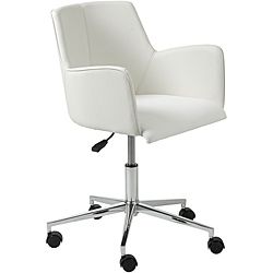 Sunny White/ Cream Steel Office Chair (WhiteMaterials Steel/ leatheretteFinish Chromed steelSeat Height 16 20.5 inches highAdjustable height 30 34.5 inches highPU caster wheelsLeatherette and chromed steel arm restsDimensions 23 inches long x 23 inch