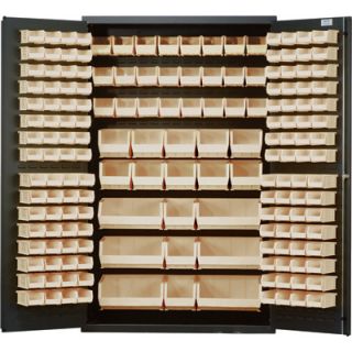 Quantum Storage Cabinet With 171 Bins   48in. x 24in. x 78in. Size, Ivory