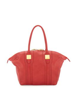 Morrison Paneled Leather Zip Tote Bag, Rouge