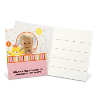 Sweet Safari Pink 1st Birthday Personalized Thank You Notes